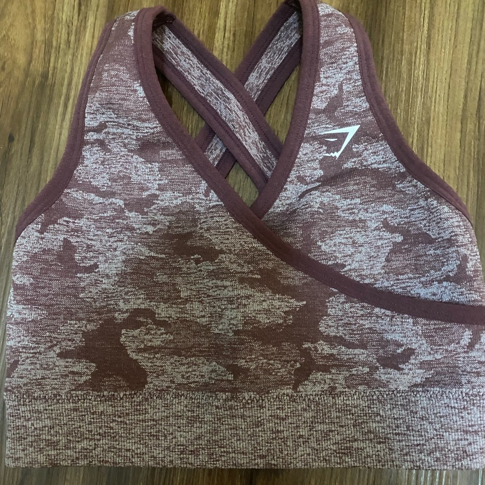 Small- Burgundy Gymshark Camo sportsbra